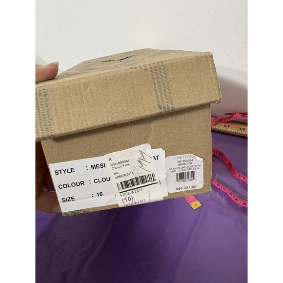 Free People Mesh Mania Bow Flat in Cloud Pink Size US9 Revolver New In Box - Picture 14 of 15